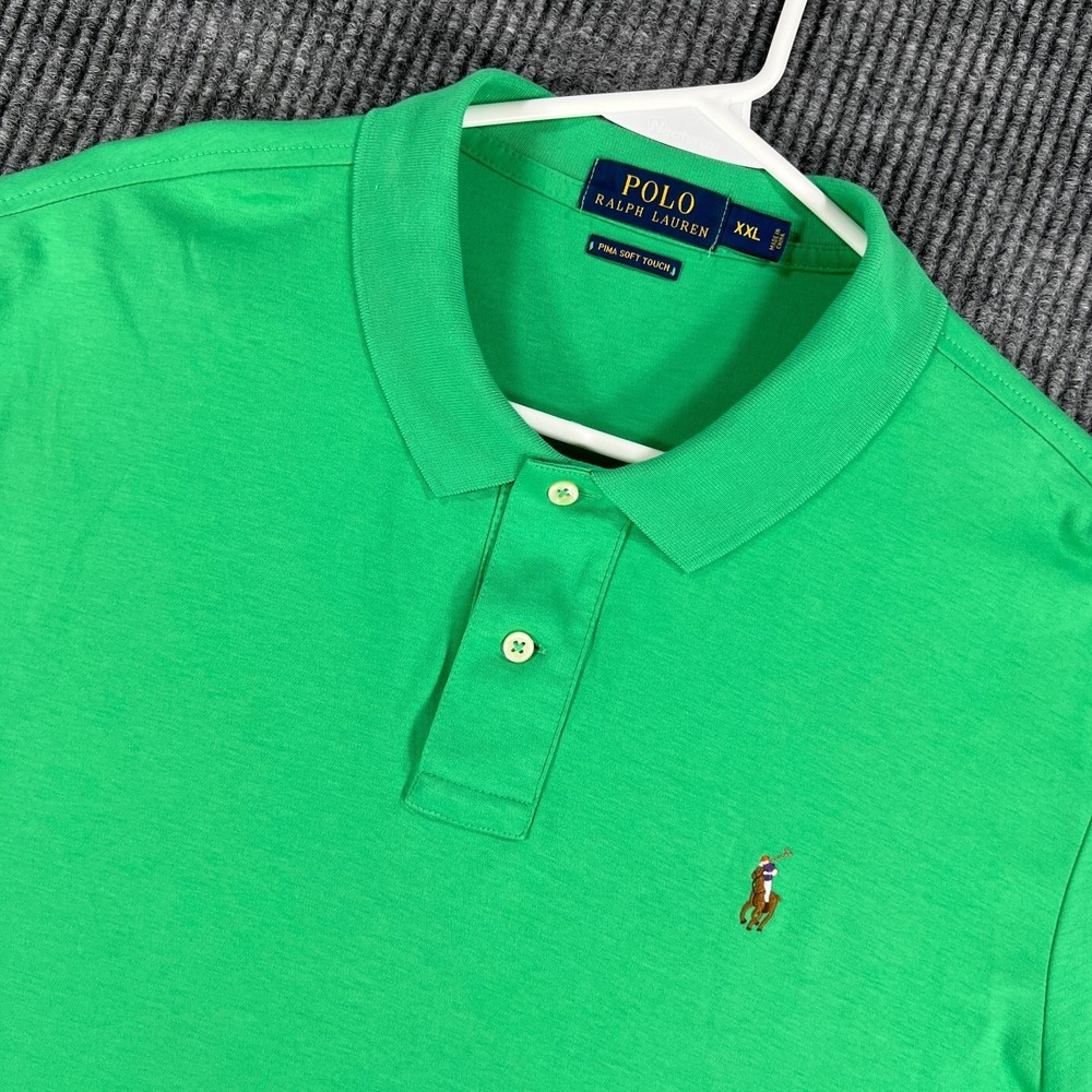 Polo Ralph Lauren Polo Shirt Mens 2XL XXL Green Short Sleeve Pima Soft Touch